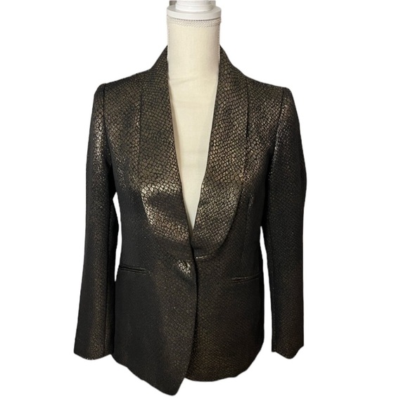 Jackets & Blazers - NWT Ann Klein Women’s Metallic Black and Gold Blazer Size Small
